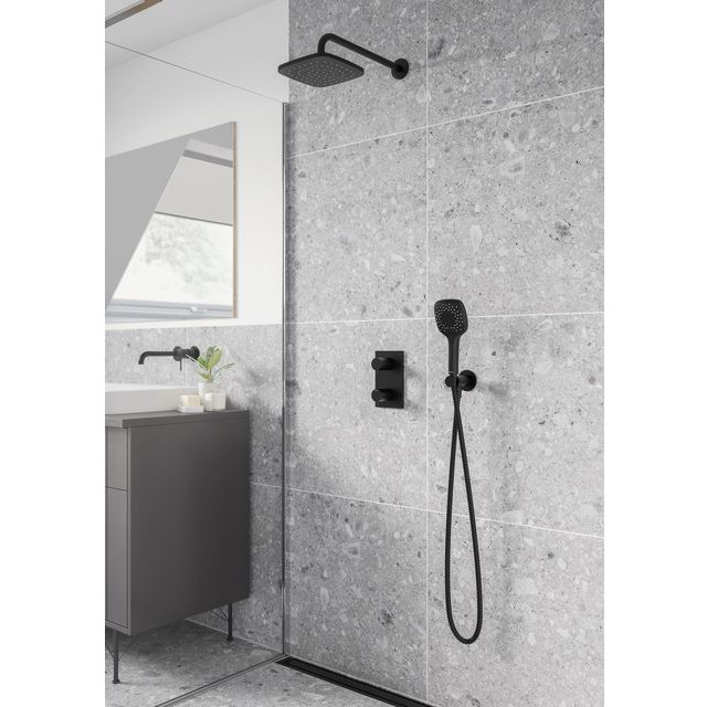 Damixa Pine Εντοιχιζόμενη Μπαταρία Λουτρού Θερμοστατική Μαύρο Ματ (εξωτερικό) - Image 2